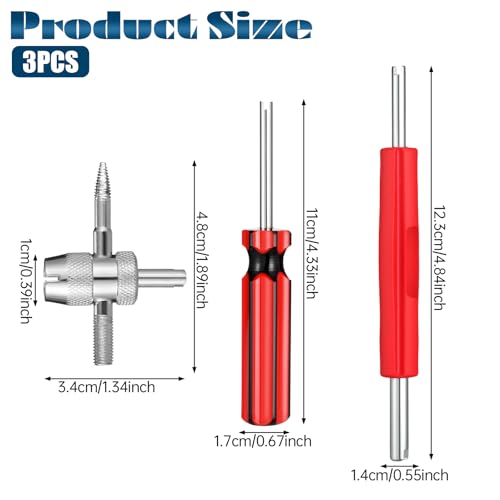 Image of 3pcs Tire Valve Stem Removal Tool Single and Double Heads Valves Core Wrench 4-Way Valve Tool Kit Multi Function Tire Valves Stem Installer Tools for Bicycle Car Trucks Tire Repair Installation