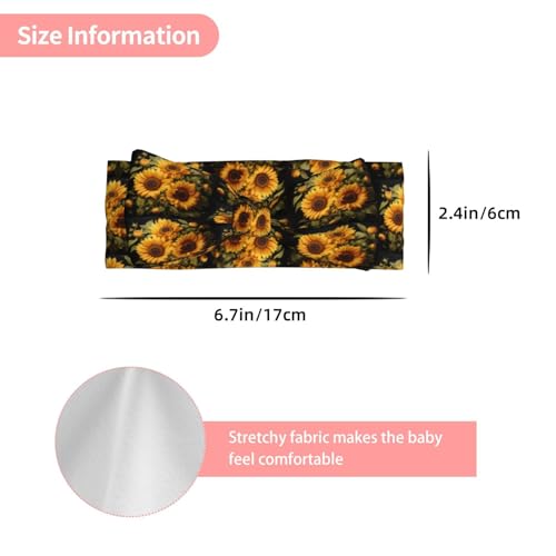 with the yellow sunflower Prints Baby Bow Headband - Super Stretchy Soft Bows Hair Accessories for Newborn Infant Toddlers Kids Girls - Elastic and Skin-Friendly3
