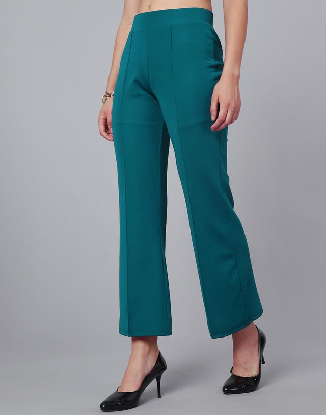 Image of SIRIL Women's Regular Fit Mid Rise Trouser