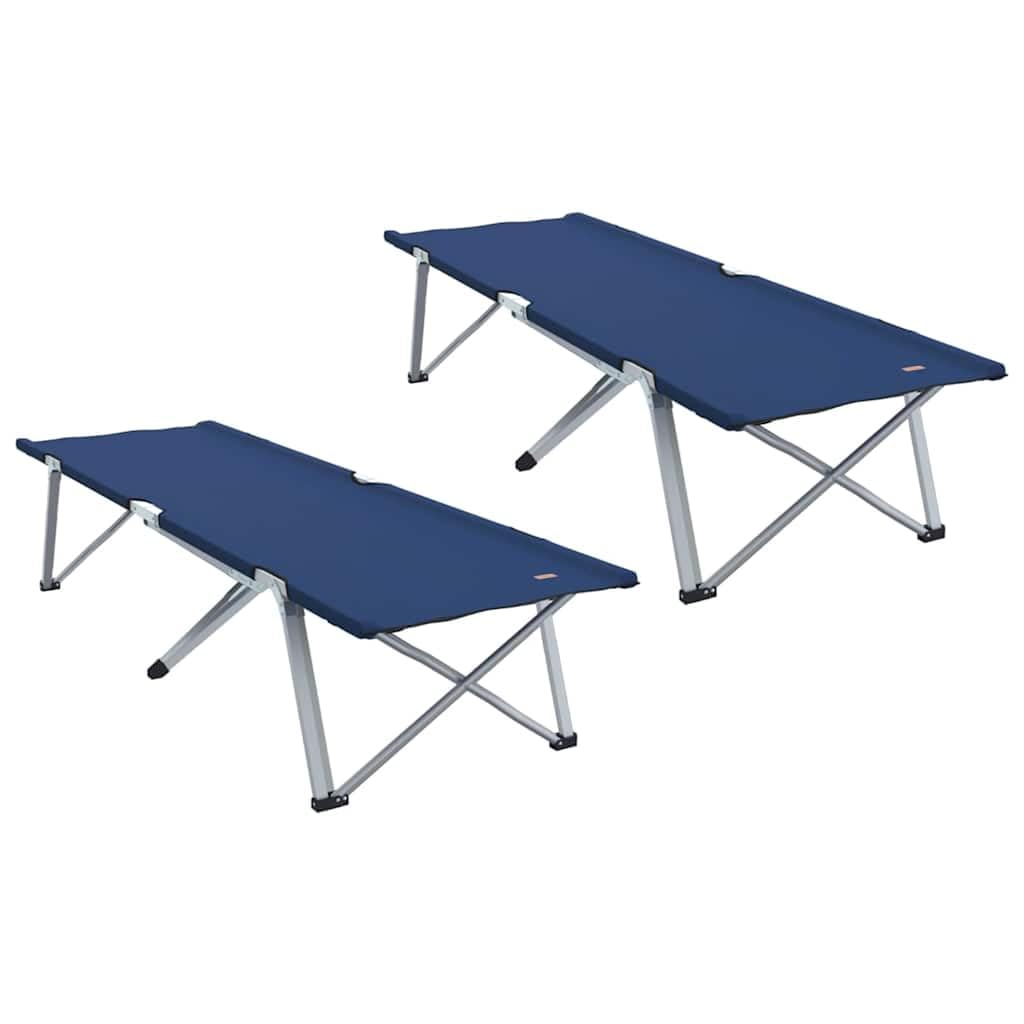 vidaXL Składane Łóżko Kempingowe 2 szt. Niebieski 194 x 62,5 x 42,5 cm