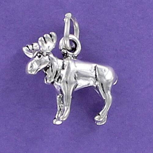 Moose Charm Sterling Silver 925 for Bracelet Antlers Caribou Elk