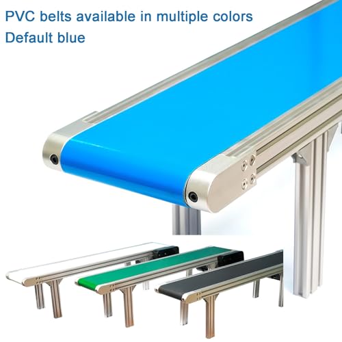 Nastro trasportatore in PVC a velocità regolabile (15 x 60 cm) - Telaio in alluminio resistente per imballaggi efficienti e uso in fabbrica, design compatto per piccole imprese e postazioni di lavoro