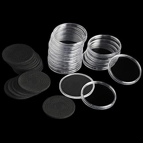 Uncle Paul 20 Sets Münzkapseln mit 6 Größen einstellbar Schutzschaumdichtung Münzhalter Etui für Münzsammlung DC03 (Schwarze Eva-Schaumstoffpolster, [17/22/27/32/37/46MM]-20 Sätze)