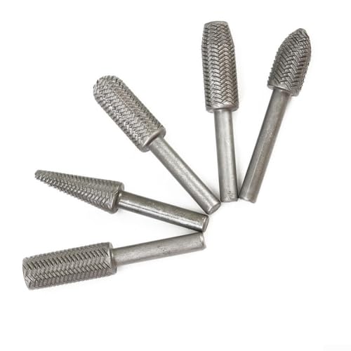 Eawfgtuw 5 limas giratorias de corte de metal, brocas de acero al carbono tratadas térmicamente para perforar tallar, compatible con todos los taladros, vástago de 6 mm