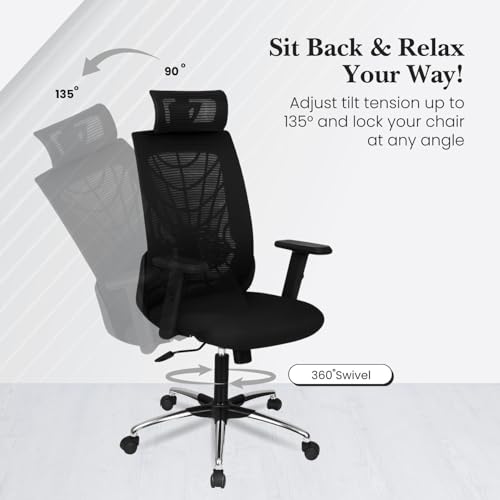 Image of activa Cyber Ergonomic High Back Office Chair | Mesh Computer Chair with Adjustable Headrest | Lumbar Support | Armrest & Swivel Wheels | Comfortable Chair for Home /Office /Study /Gaming (Black)
