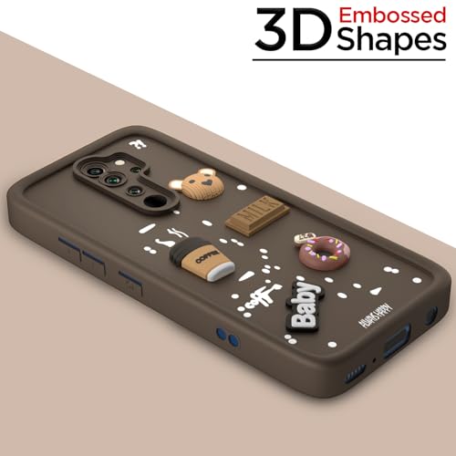 Image of Pikkme Back Cover for Redmi Note 8 Pro | Cute Fun Cartoon 3D Bear Silicone Full Body Protection Bumper Cover (Brown)