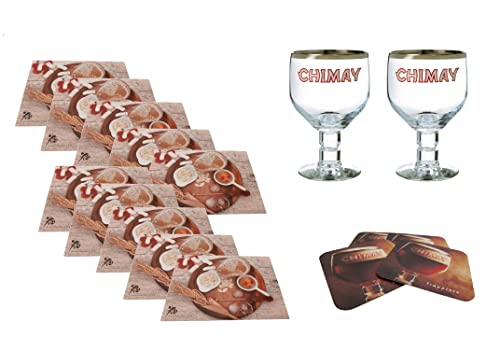 Pierre Trading Ltd Kit degustazione Birra Chimay bicchieri sottobicchieri tovagliette - Set 16 Pz.