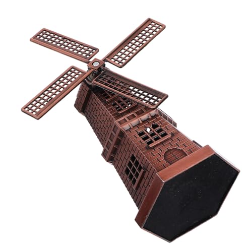 WEKADRIN Mulino a Vento in Lega di Zinco Decorazione Tavolo Creativa, Ornamento da Scrivania Piccolo, Riproduzione Decorativa Casa e Ufficio, Idea Regalo per Amici e Parenti, Design Unico Rotante