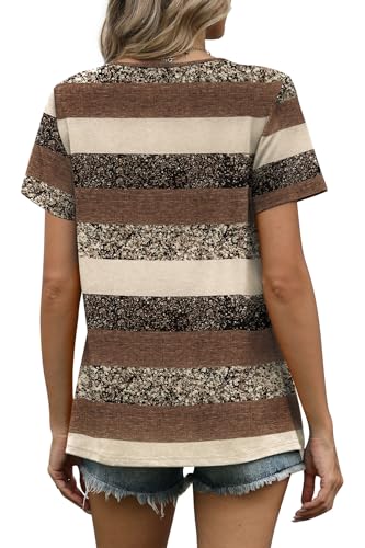 Image of WIHOLL Women T Shirts Pleated Short Sleeve Tops Business Casual Dressy Blouses