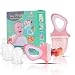 Baby Fruit Feeder Pacifier(2 Pack) - Baby Food Feeder - Infant Fruit Teething Toy for Toddlers Pacifier, Feeder, Teether with 6 PCS Silicone Pouches (Light Pink)