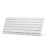 BATTOP Universal Ultra Slim Bluetooth Keyboard Support iOS/iPad/Mac/Androis/Windows Tablet Devices/Smartphone (Silver/White)