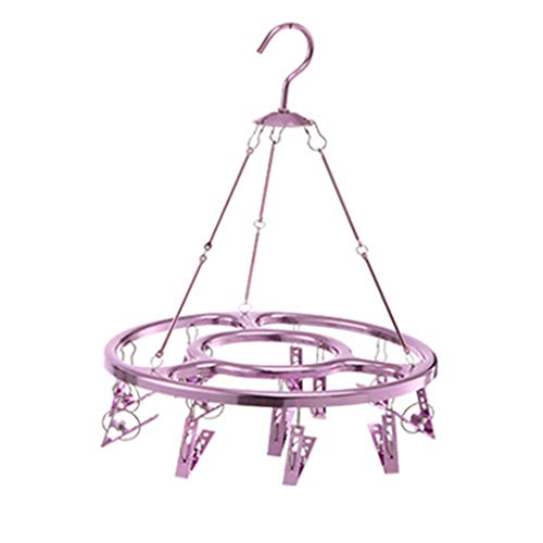 Etendoir à séchage des Chaussettes cintres Multi-Pinces Multi-Fonctions en Alliage d'aluminium Coupe-Vent Disque Maison Porte-vêtements Enfants Chaussettes (Color : Purple, Size : 28 * 28 * 40cm) Cover