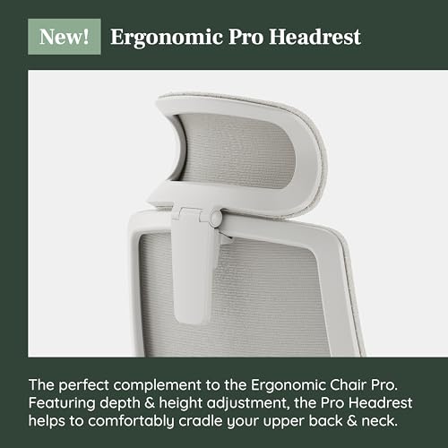Image of Branch Adjustable Ergonomic PRO Headrest Attachment - Only Compatible Ergonomic Chair PRO - Experience Optimal Comfort and Support - Ivory Boucle