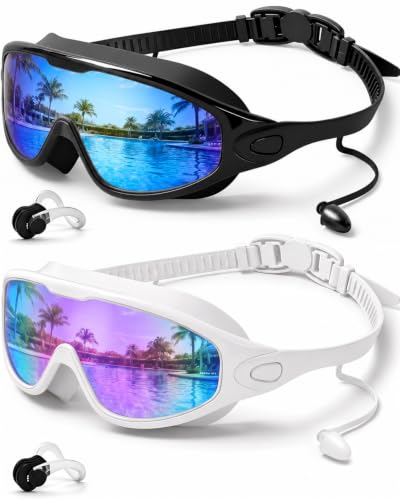 Image of Swim Goggles 2 Pack, Wide View Anti Fog&UV Swimming Goggles for Audlt, No Leak Pool Beach Essentials for Men Women