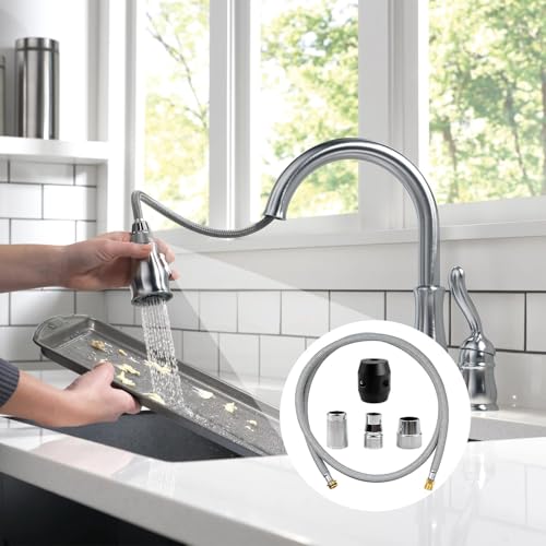 Geflochtener Duschschlauch Aus Edelstahl mit 3 Adaptern und Gewichtskugel, Brauseschlauch 150 cm, Schlauch für Wasserhahn, Armaturenschlauch Verlängerung, Ersatzschlauch für Küchenarmatur