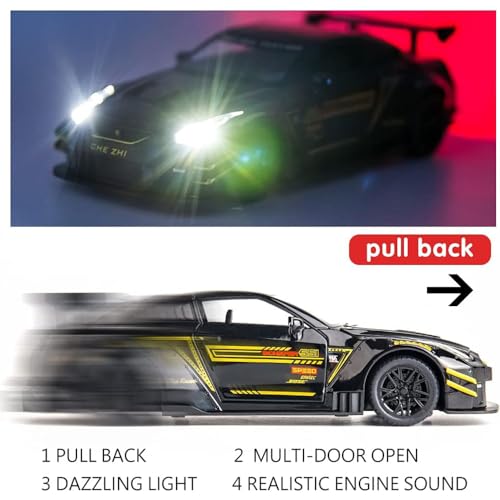 Image of DEUSON ECOM 1:24 Scale Super Toy Car for Kids Sport Car Diecast Model Metal Cars with Light Sound Pullback Openable Doors