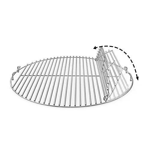 onlyfire Edelstahl Grillrost, Ø 54,5 cm, Grillrost Rund mit Griff, Grillgitter für Weber 57 cm Kugelgrill, Holzkohle Grill, Einzelne Öffnung, Gasgrill Zubehör, Schwenkgrill Grillzubehör