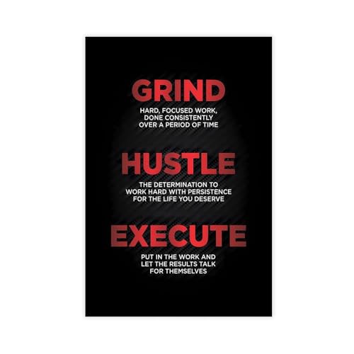 Affiche de motivation Grind Hustle Execute sur toile idée cadeau originale