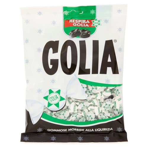 Golia Farfallina, Caramelle Gommose, Gusto Liquirizia, Caramelle Balsamiche, Senza Glutine, Busta da 160g. con Caramelle Monoporzioni, Incartate Singolarmente, da Condividere