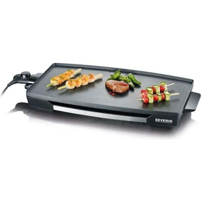 SEVERIN - Parrilla de mesa (2.200 W, Revestimiento antiadherente XXL), acero inoxidable/negro, KG 2397