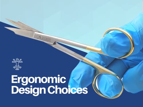 Image of ARTMAN INSTRUMENTS Goldman Fox Skin Tag Scissors 5 inches with Tungsten Carbide Gold Plated Surgical Dental Surgical Scissors Gingival Tissue Stitch Cuttings Precision(Straight)