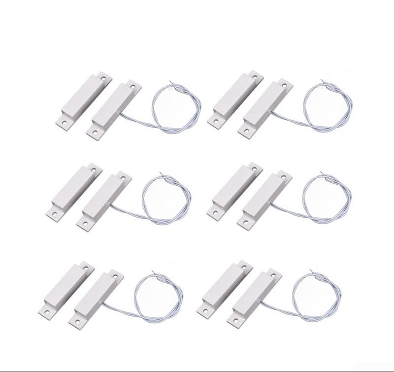 Sensor de puerta con interfaz cableada y disparador magnético para monitoreo de seguridad en complejos de viviendas de unidades múltiples (6 piezas)
