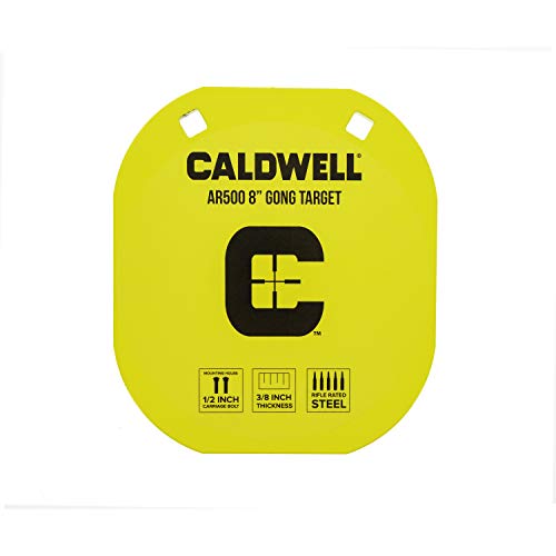 Caldwell High Caliber AR500 Steel Target 8" Gong, 3/8" Thickness, Rifle Rated for Precision Shooting and Target Practice , Yellow