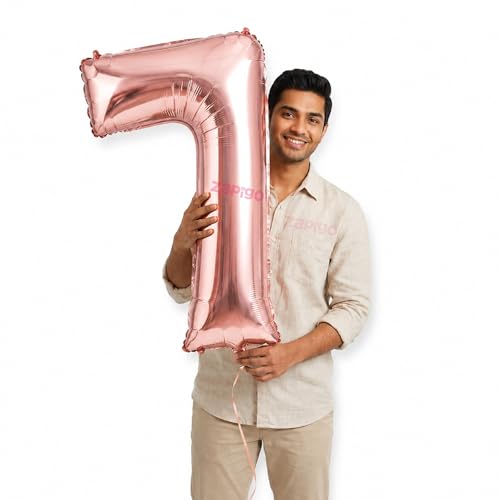 Image of Balloonistics Rose Gold 40-Inch Foil Number 7 Balloon - Helium or Air Fill for 7th Birthday, Anniversary, New Year Party Decoration, Photo Booth Backdrop, Cake Table Decor