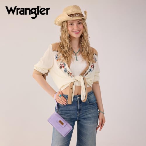 Image of Montana West X Wrangler Wallet for Women Ladies Female Card Cases & Money Organizers Wristlet with Wallet Large Clutch with Coin Purse Smooth Zipper and Rfid Lining