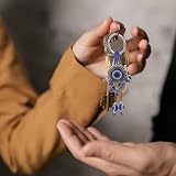 MOBUTOFU Breloczki z ochroną dłoni Hamsa: amulet szczęścia ze strasami, złe oko, zawieszka do torebki, plecaka, brelok do samochodu przynoszący szczęście, ozdoby do torebek