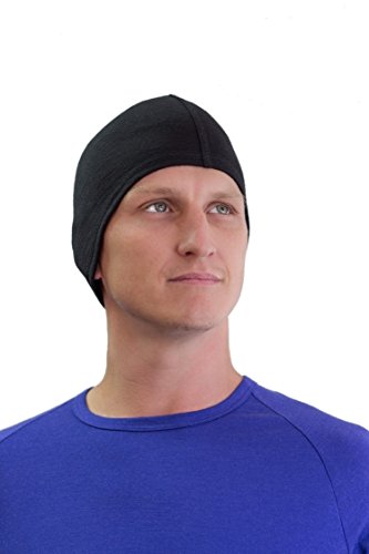 Casquette tête de mort noire en laine mérinos pour le ski et le quotidien
