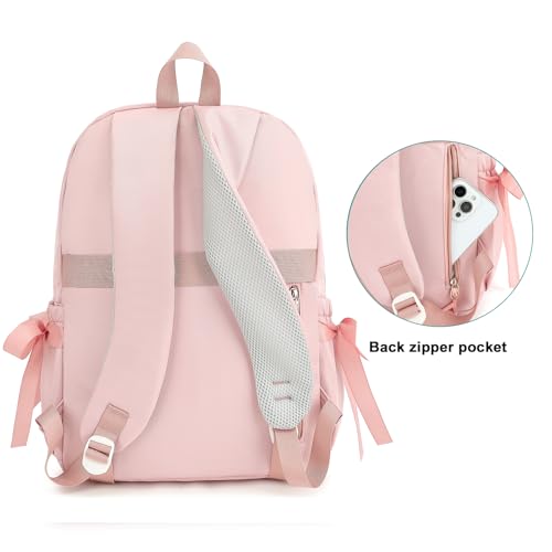 Image of Girls High Middle School Backpack with Bows for Kids Kawaii Coquette Bookbag 5-12