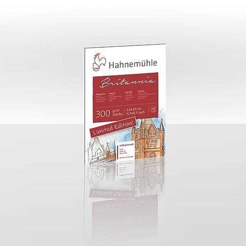 Hahnemühle Aquarellblock Britannia, matt, 300 g/m², 25 Blatt, Limited Edition (12 x 17 cm)
