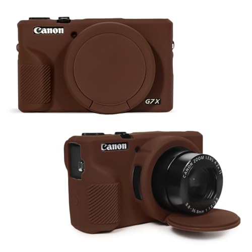 TYUANDOUER Case for Canon Powershot G7X Mark III Digital Camera, Soft Silicone G7X Mark III Camera Case Accessories, Protective Case Cover for G7XIII G7X3 with Detachable Lens Cover - Dark Brown