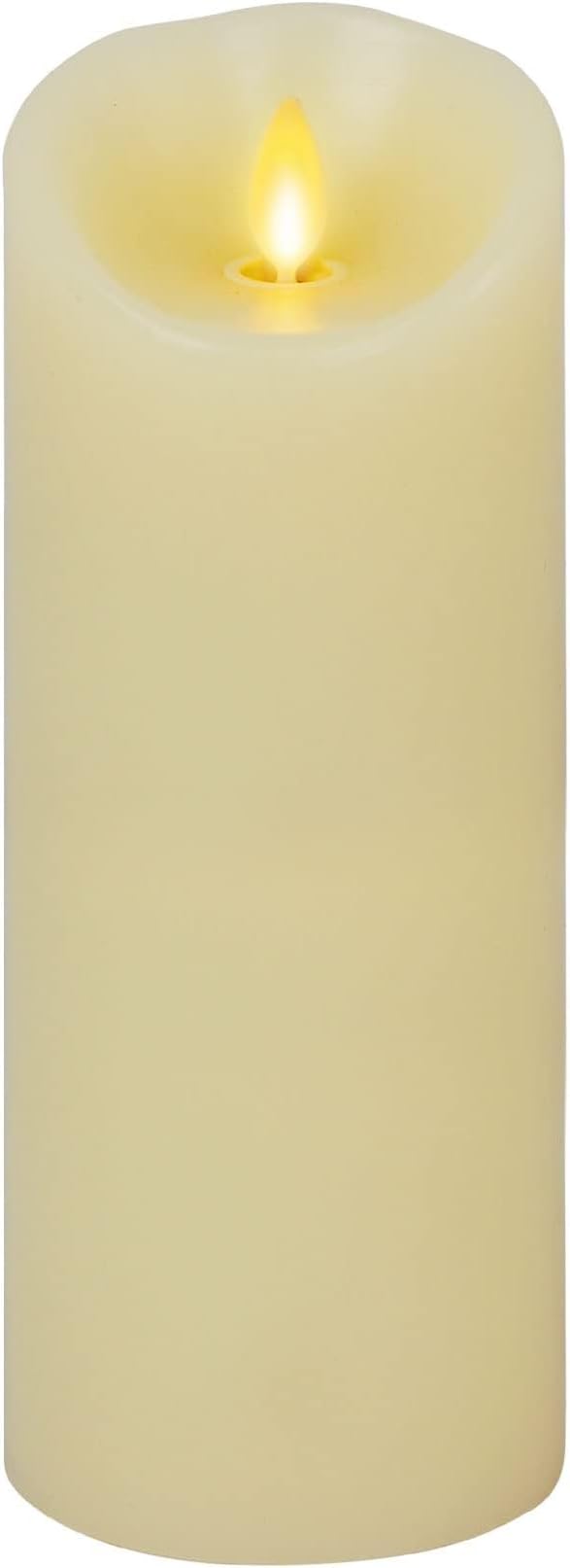 Luminara Moving Flame LED Pillar Flameless Candle, 9-inch, Vanilla Honey Scented, Ivory