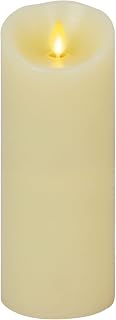 Moving Flame LED Pillar Flameless Candle, 9-inch, Vanilla Honey Scented, Ivory