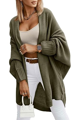 Miladusa Oversized Cardigans for Women Fall 2025 Trendy Open Front Batwing Sleeve Long Cardigan Sweaters
