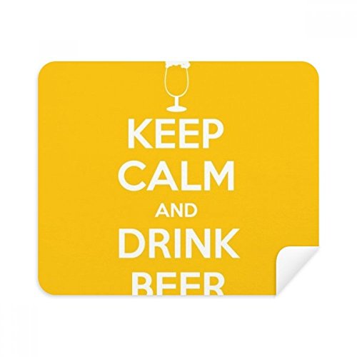 Quote Keep Calm and Drink Beer Yellow Cleaning Cloth Screen Cleaner 2pcs Suede Fabric