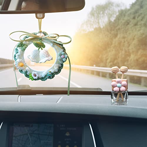 Image of Empty Car Essential Oil Diffuser Bottle with 4 Flower Air Vent Decor Clips, Clear Car Diffuser Glass Bottle for Perfume, Air Freshener, Auto Air Outlet Decoration Clip Interior Ornament Accessories