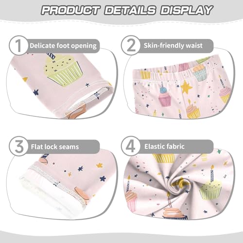 Candle Cake Pink Girls Leggings Soft Stretch Workout Yoga Dance Pants for Kids Casual Tights3
