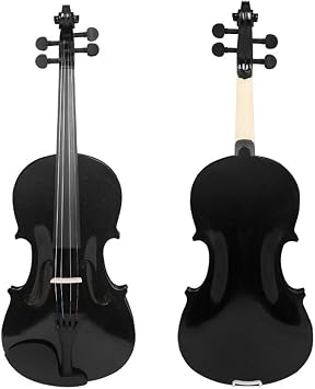 4/4 Professional Solid Wood Violin Set Handcrafted Spruce Top, Maple Back, Ebony Fittings, Includes Bow, Rosin, Tuner, Shoulder Rest, Case, Extra Strings, and Bridge 4-4 Violin Blue