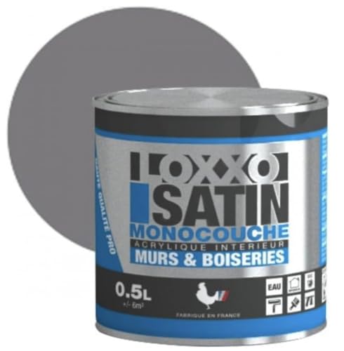 Loxxo Loxxo - Pintura acrílica para paredes y techos, una sola capa, satén - color gráfico, embalaje 0,5 L