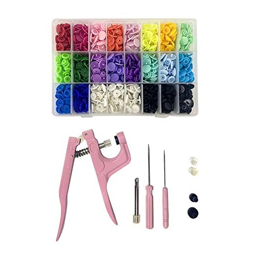 Alicate Botão De Pressão Rosa + Box Com 360 Botões Plastico