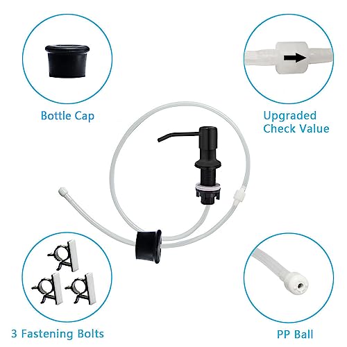 Image of Soap Dispenser for Kitchen Sink, Countertop Soap Dispenser Pump, 47 inch Silicone Extension Tube Connect to The Soap Bottle Directly, Say Goodbye to Frequent Refills (Black)