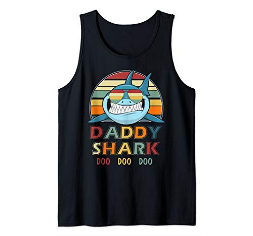 Retro Vintage Daddy Shark Tank Top Gift For Father Tank
