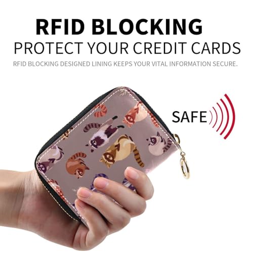 Raccoon RFID Credit Card Holder Leather With Zipper Card Case Wallet for Women Girls2