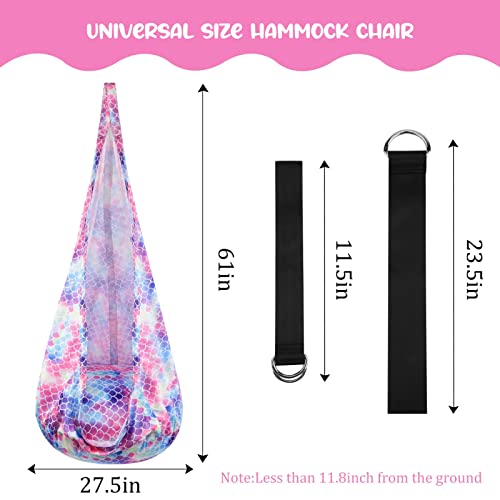 Kaboer Kids Pod Swing Seat,Hanging Chair Nook Tent,Child Hammock Chair With Durable Air Cushion For Indoor And Outdoor Use Loading Capacity 175 Lbs(Mermaid Scale) #TOP2