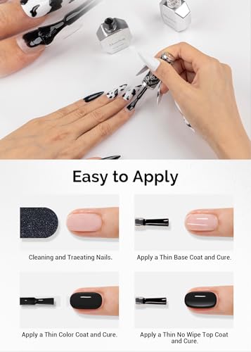 Image of MelodySusie Thick Gel Nail Polish Set- 2 Pcs 15ML Black & White Gel Polish Set Soak Off UV LED White Gel Polish Christmas Gift for Women Nail Art Manicure Salon DIY Nail Design Decoration at Home