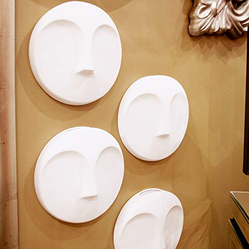 Howard Elliott Round Decorative Face Hanging Wall Sculpture, 10 X 10 Inch, Matte White #TOP3