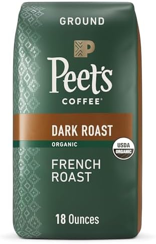 Peet's Coffee, USDA Organic Dark Roast Ground Coffee - French Roast 18 Ounce Bag